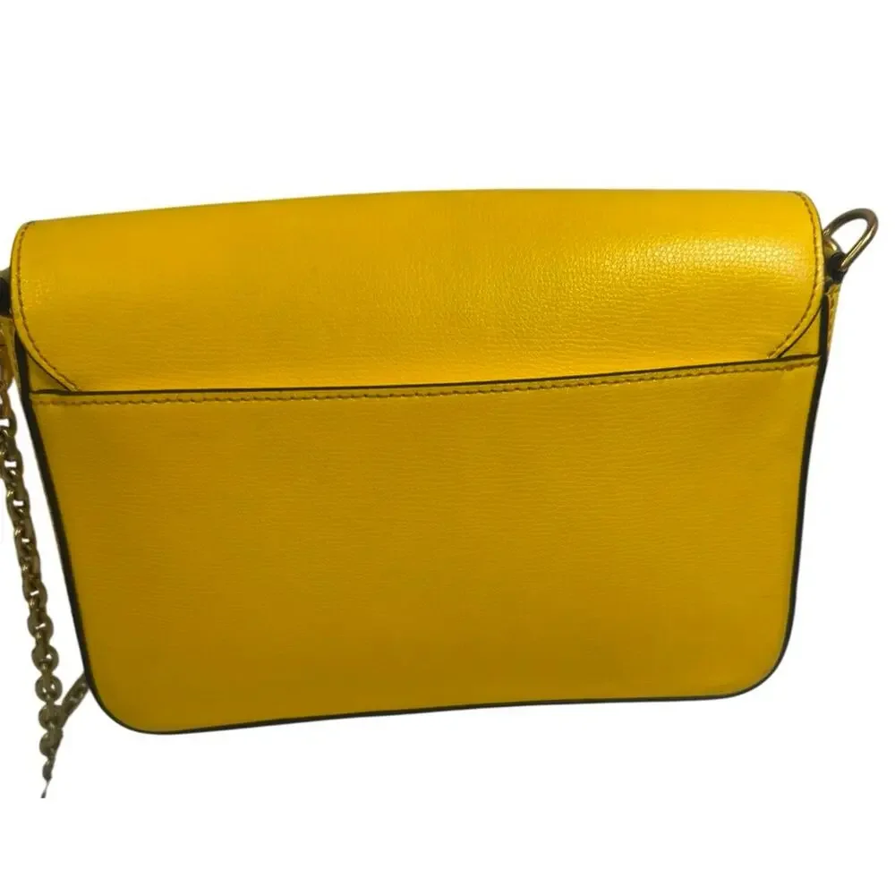 Tory Burch Yellow Leather Crossbody | Gold Chain Strap